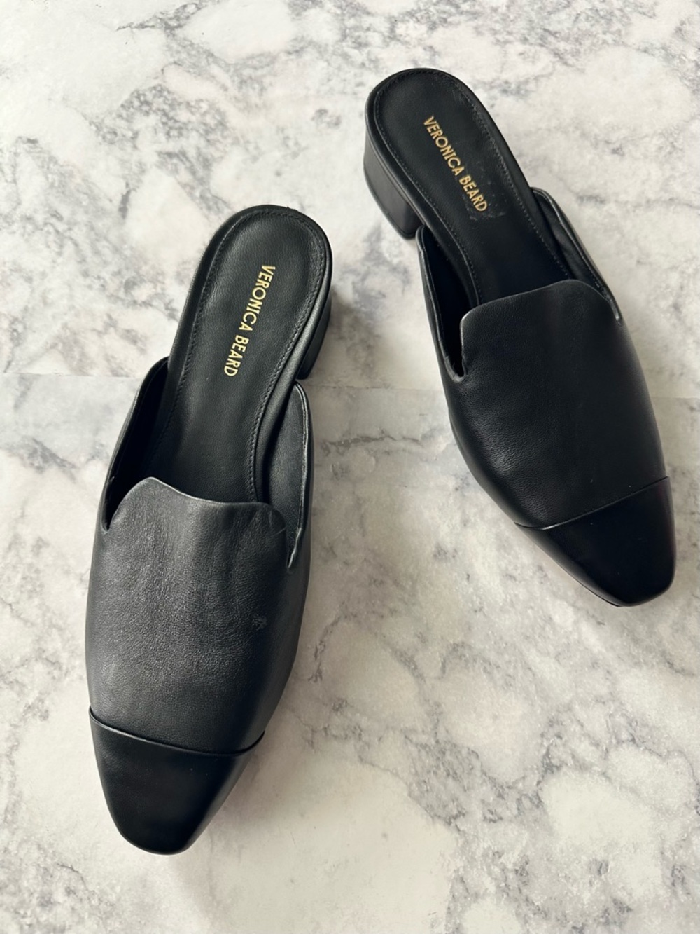 Veronica Beard Cecile Mule in Black Leather